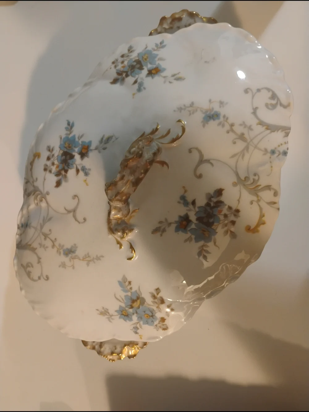 Limoges Classic White Decorative Bowl with Gold Accent Handles
